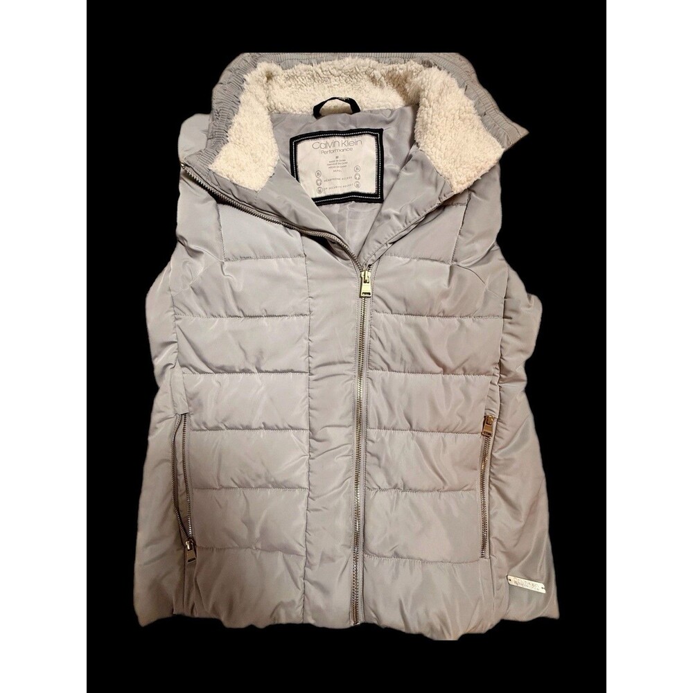 Calvin Klein Performance Women’s Puffer Vest Full Zip Pockets Size M